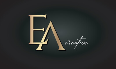 EA letters luxury jewellery fashion brand monogram, creative premium stylish golden logo icon