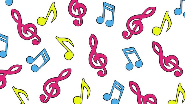 Music Notes Background Colorful Animation Pattern