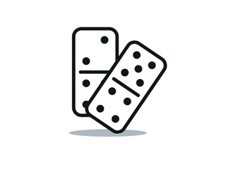 Domino Game symbol. Bones White pieces with black dots isolated on background. 
Vector illustration for game.