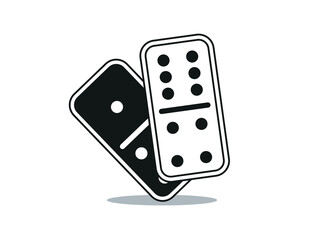 Domino Game symbol. Bones White pieces with black dots isolated on background. 
Vector illustration for game.