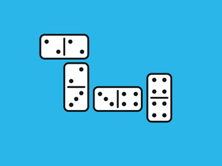 Domino Game. Domino bones. White pieces with black dots isolated on background. 
Vector illustration for game.