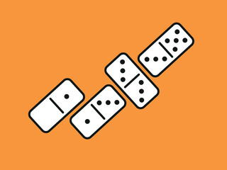 Domino Game. Domino Game. Domino bones. White pieces with black dots isolated on background. 
Vector illustration for game.