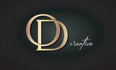 OD letters luxury jewellery fashion brand monogram, creative premium stylish golden logo icon