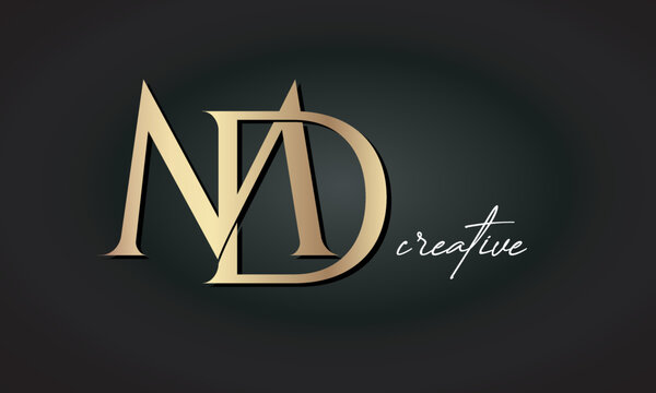 MD letters luxury jewellery fashion brand monogram, creative premium stylish golden logo icon
