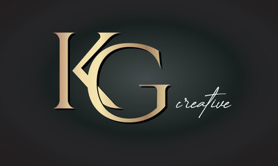 KG letters luxury jewellery fashion brand monogram, creative premium stylish modern golden logo icon - obrazy, fototapety, plakaty