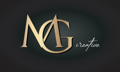 MG letters luxury jewellery fashion brand monogram, creative premium stylish modern golden logo icon - obrazy, fototapety, plakaty