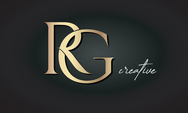 RG letters luxury jewellery fashion brand monogram, creative premium stylish modern golden logo icon