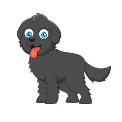 Cute newfoundland dog cartoon. Cartoon animal illustration