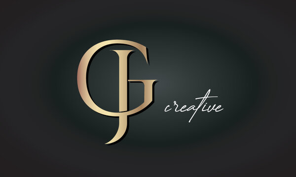 GJ letters luxury jewellery fashion brand monogram, creative premium stylish modern golden logo icon