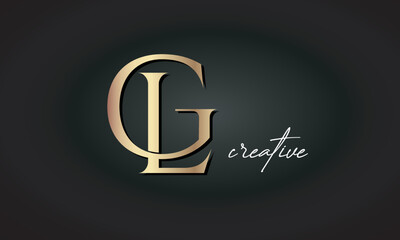 GL letters luxury jewellery fashion brand monogram, creative premium stylish golden logo icon - obrazy, fototapety, plakaty