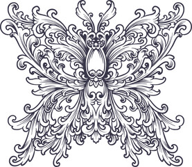 Luxury ornament butterfly silhouette illustration