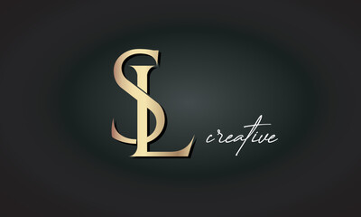 SL letters luxury jewellery fashion brand monogram, creative premium stylish golden logo icon