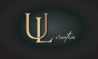 Fototapeta UL letters luxury jewellery fashion brand monogram, creative premium stylish golden logo icon obraz