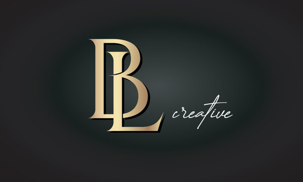 BL letters luxury jewellery fashion brand monogram, creative premium stylish golden logo icon