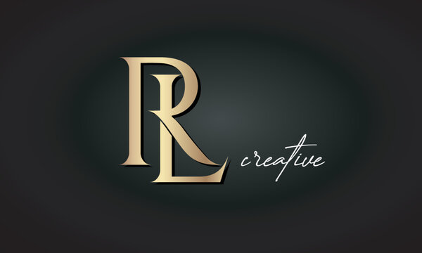 RL letters luxury jewellery fashion brand monogram, creative premium stylish golden logo icon