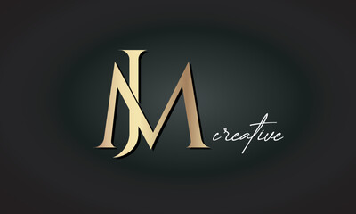 JM letters luxury jewellery fashion brand monogram, creative premium stylish golden logo icon - obrazy, fototapety, plakaty