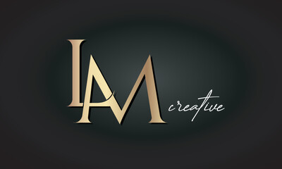 LM letters luxury jewellery fashion brand monogram, creative premium stylish golden logo icon - obrazy, fototapety, plakaty