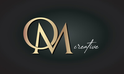 OM letters luxury jewellery fashion brand monogram, creative premium stylish golden logo icon - obrazy, fototapety, plakaty