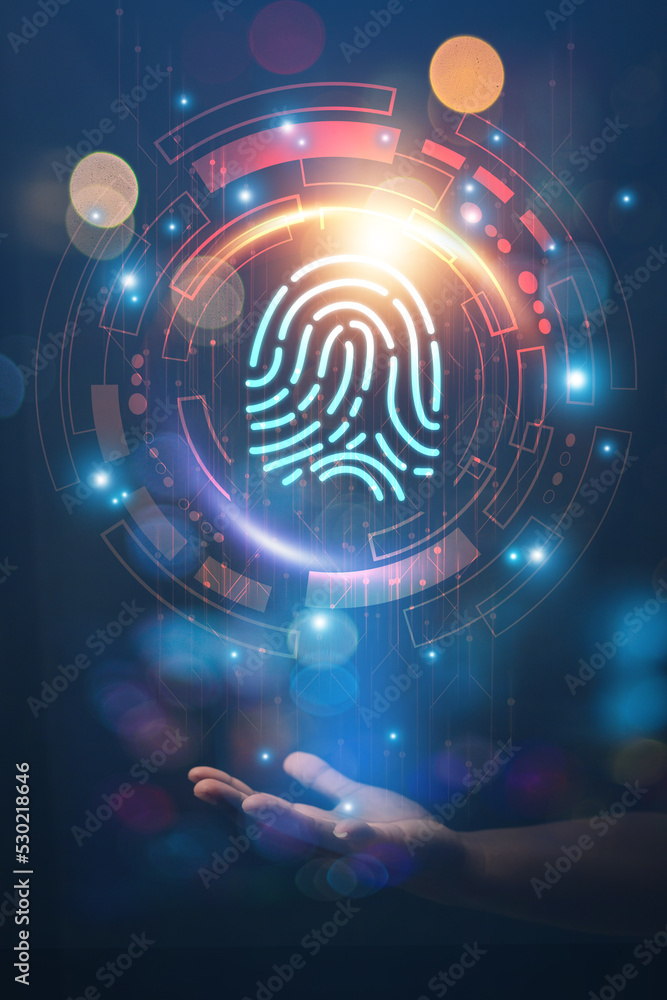 Poster high technology security protection concept. two-step verification, login, encrypted account identit