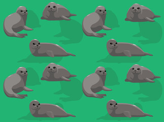 Monk Seal Cartoon Character Seamless Wallpaper Background