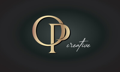 OP letters luxury jewellery fashion brand monogram, creative premium stylish golden logo icon