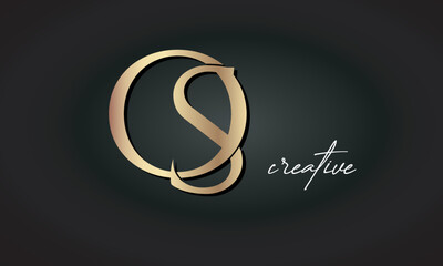 OS letters luxury jewellery fashion brand monogram, creative premium stylish golden logo icon