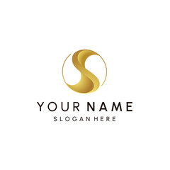 Letter S logo. Typographic S icon isolated on dark background. S decorative lines lettering sign. Uppercase alphabet initial. Modern, elegant, luxury style character shape for company branding.