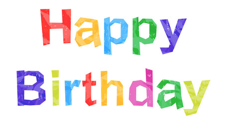 「Happy Birthday」の文字を可愛くデザインしたイラスト