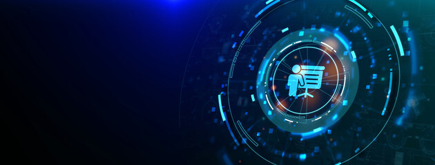 Business, Technology, Internet and network concept. E-learning education. Internet technology webinar online courses concept. 3d illustration