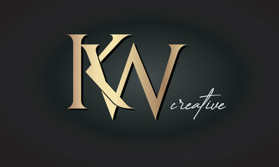 KW letters luxury jewellery fashion brand monogram, creative premium stylish golden logo icon - obrazy, fototapety, plakaty