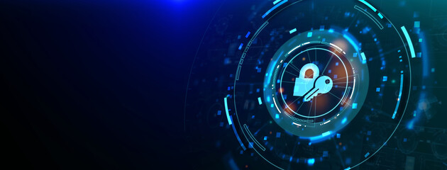 Cyber security data protection business technology privacy concept. Protected. 3d illustration
