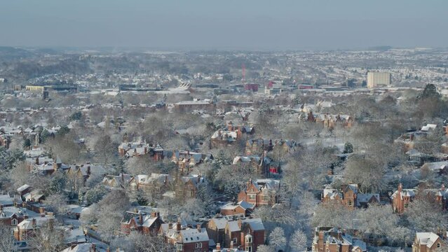 Aerial Establishing Shot Of Nottingham Residential Streets Housing Market Concept