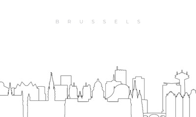 Outline Brussels skyline. Trendy template with Brussels buildings and landmarks in line style. Stock vector design.