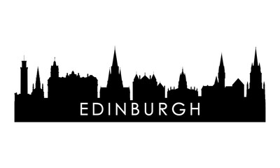 Edinburgh skyline silhouette. Black Edinburgh city design isolated on white background. - obrazy, fototapety, plakaty