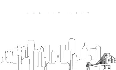 Outline Jersey City skyline. Trendy template with Jersey City buildings and landmarks in line style. Stock vector design.