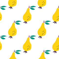 Hand drawn pears seamless pattern. Fruits botanical backdrop.