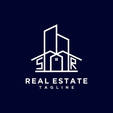 Initial SR  homes modern building company logo vector
