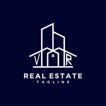 Initial VR  homes modern building company logo vector