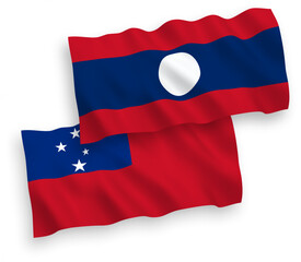 Flags of Independent State of Samoa and Laos on a white background