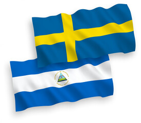 Flags of Sweden and Nicaragua on a white background