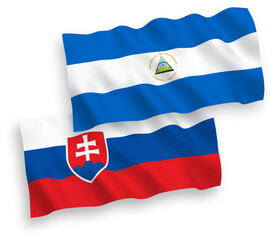 Flags of Slovakia and Nicaragua on a white background