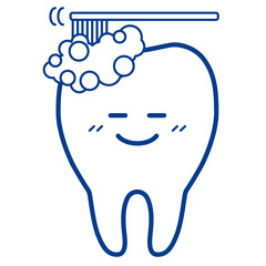 歯のキャラクターのイラスト（歯磨き）