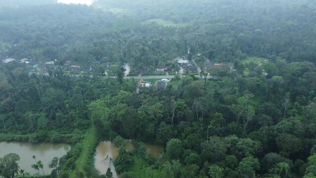 Sakleshpur, India 11th September 2022: 4k Drone shots of Sakleshpur amidst drizzling rains. Sakleshpura or Sakleshapura is a hill station town in Hassan district. Famous for spices plantations. 