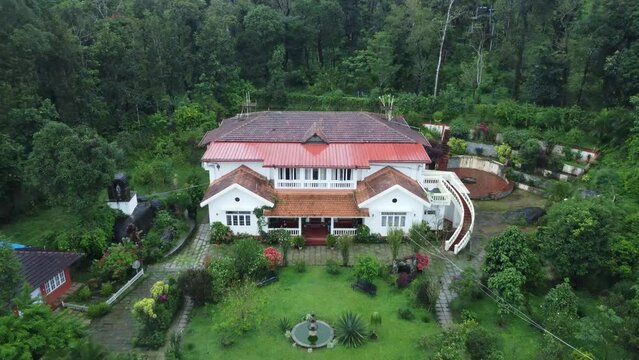 Sakleshpur, India 11th September 2022: 4k Drone shots of Sakleshpur amidst drizzling rains. Sakleshpura or Sakleshapura is a hill station town in Hassan district. Famous for spices plantations. 