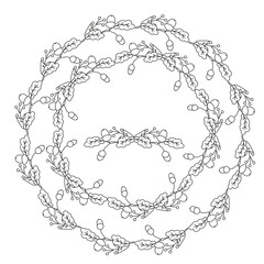 autumn round frames of leaves and acorns on a white background