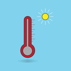 weather hot temperature high heat climate warm celsius  vector illustration thermometer 