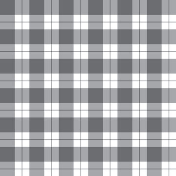 Black White Grey Simple Scott Plaid Tartan Buffalo Check Checkered Gingham Seamless Pattern Background