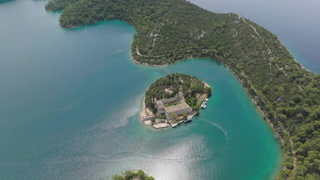AERIAL Shot of Mljet Island National Park in Croatia, Europe
