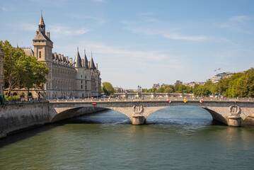 Obraz premium Paris, France. August 2022.former royal palace and prison. Conciergerie located on the west of the Cite Island and today it is part of larger complex known as Palais de Justice. Paris,