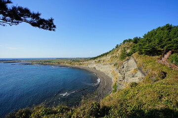 fine walkway at seaside cliff